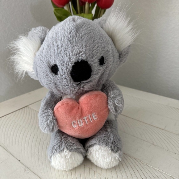Hallmark Other - Hallmark 9" Grey Koala Bear With Pink Cutie Heart Stuffed Animal Doll Toy Plush